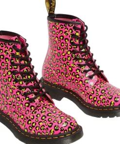 1460 Leopard Print Smooth Leather Lace Up Boots - Women's