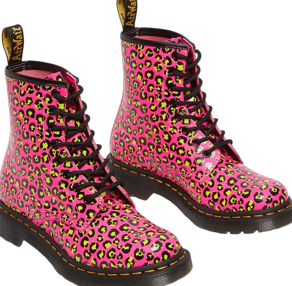 1460 Leopard Print Smooth Leather Lace Up Boots - Women's