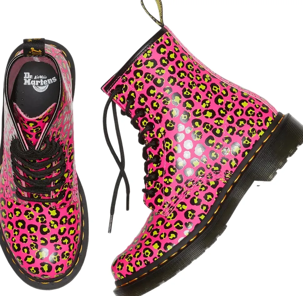 1460 Leopard Print Smooth Leather Lace Up Boots - Women's