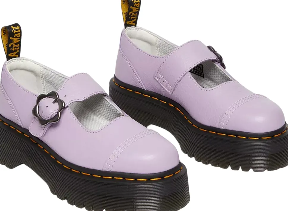 Addina Flower Buckle Leather Platform Shoes - Women's