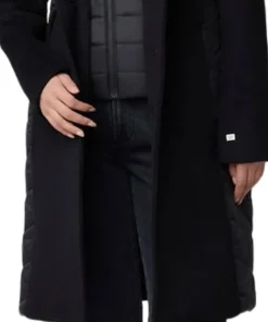 Adeline Slim-Fit Mixed Media Wool Coat with Removable Bib and Hood - Women's
