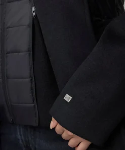 Adeline Slim-Fit Mixed Media Wool Coat with Removable Bib and Hood - Women's