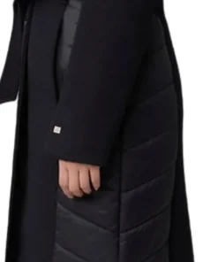 Adeline Slim-Fit Mixed Media Wool Coat with Removable Bib and Hood - Women's