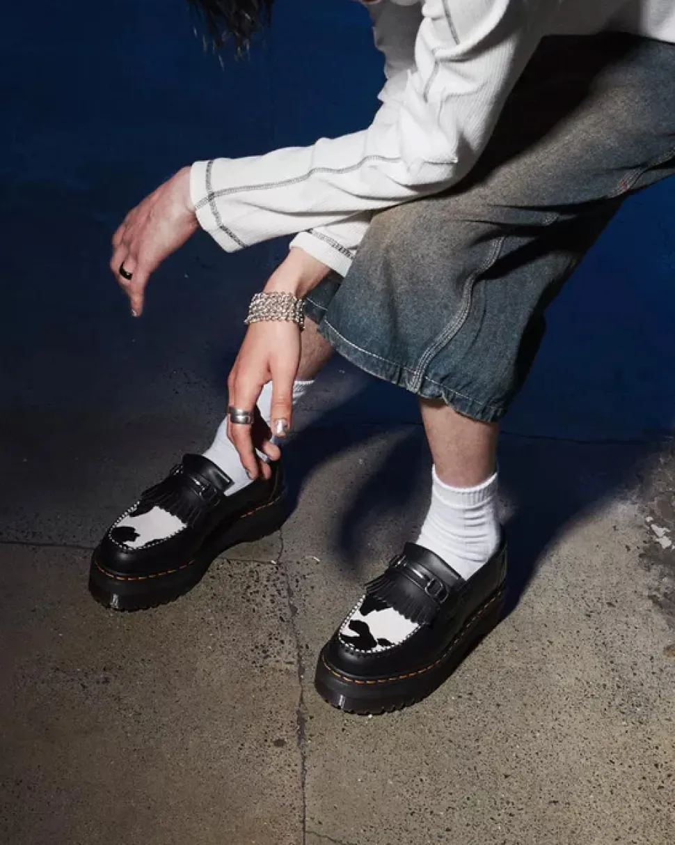 Adrian Snaffle Hair On & Leather Cow Print Kiltie Loafers - Unisex