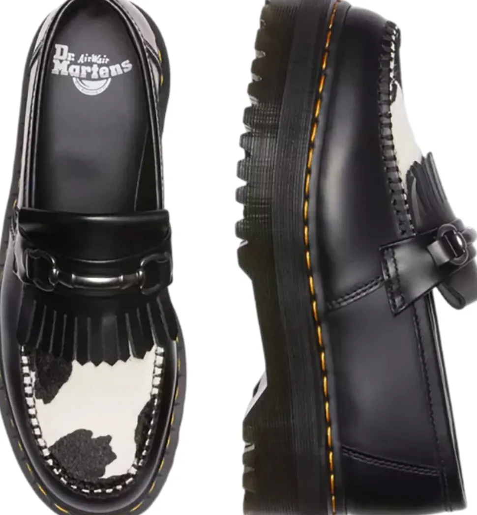 Adrian Snaffle Hair On & Leather Cow Print Kiltie Loafers - Unisex