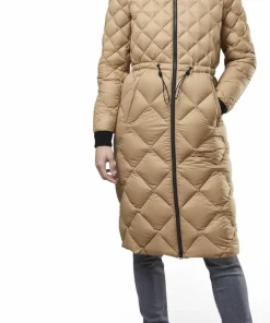 Aime Sustainable Calf-Length Lightweight Down Coat with Hood - Women's