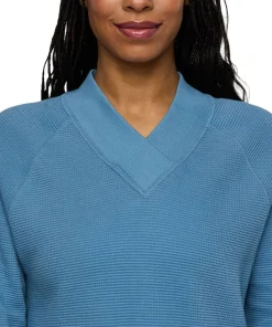 Atajo Long-Sleeve Waffle Knit V-Neck T-Shirt - Women's