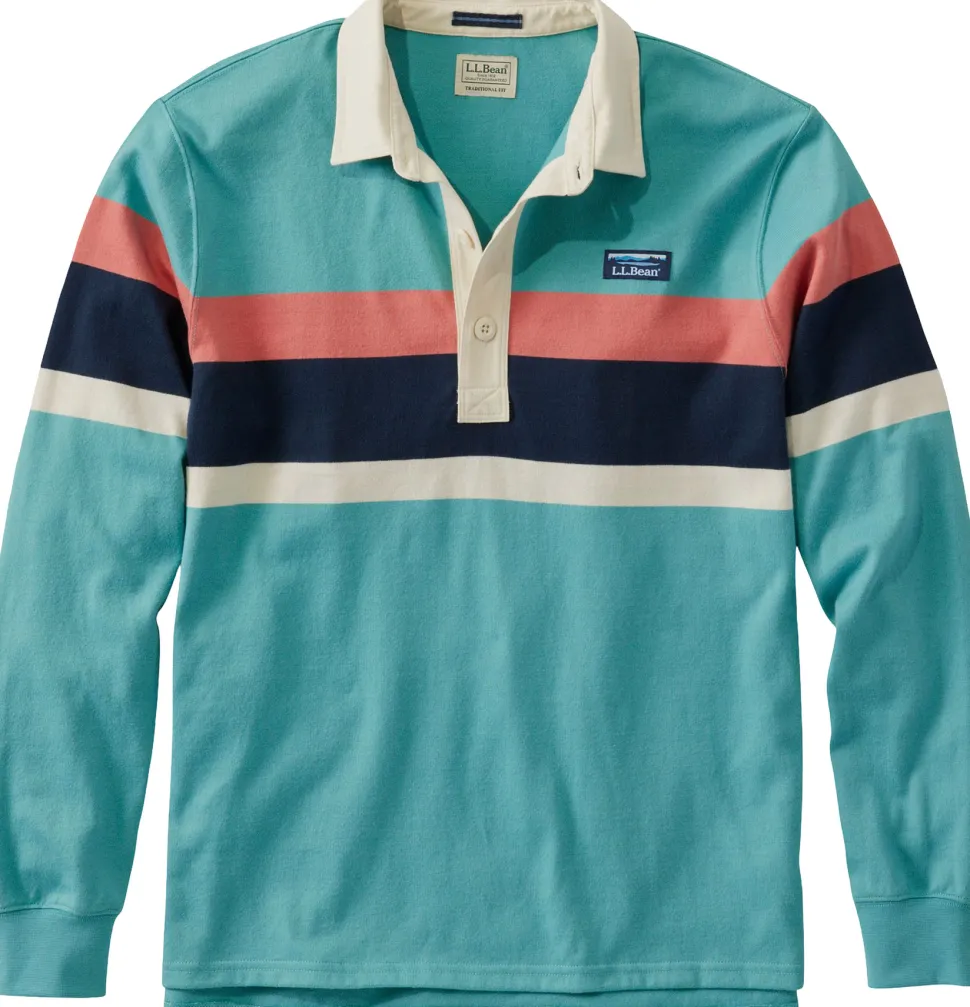 Bean's Vintage Soft Chest Stripe Long Sleeve Rugby Polo - Men's