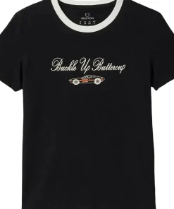 Buckle Up Fitted Crew Neck T-Shirt - Women's