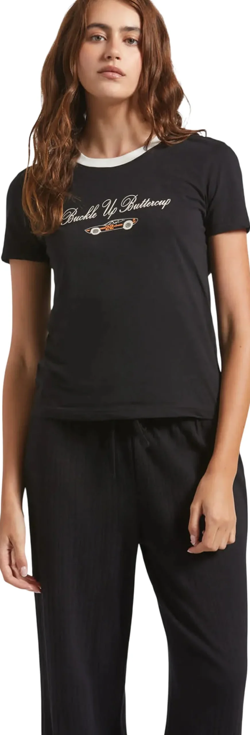 Buckle Up Fitted Crew Neck T-Shirt - Women's