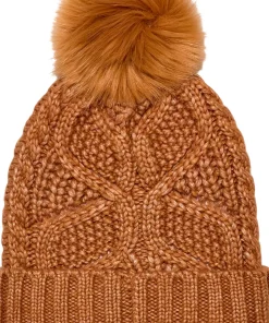 Cable Knit Beanie with Pom - Women's