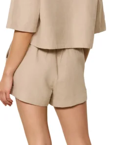 Clover Linen Blend Cropped Blouse - Women's