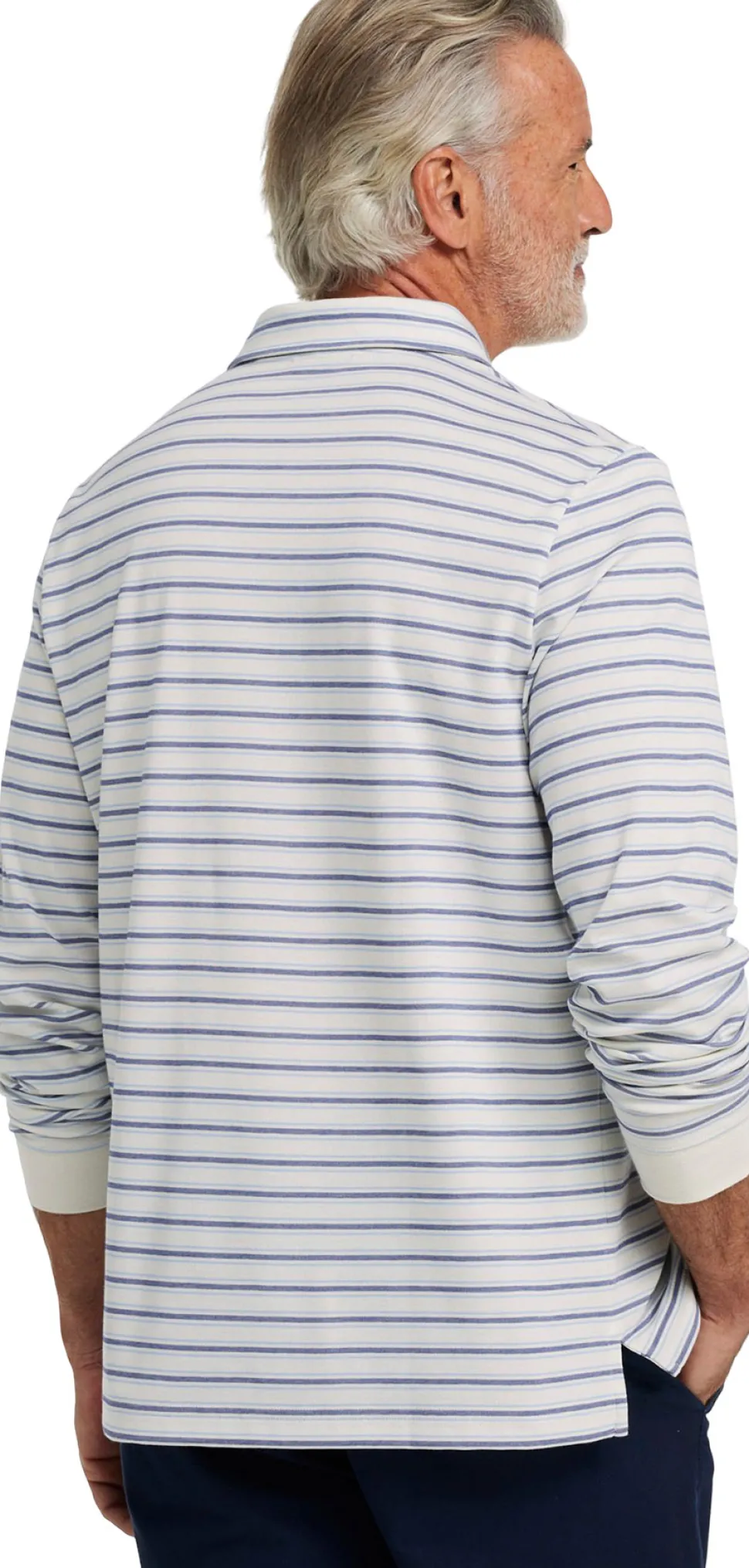 Comfort Stretch Performance Long Sleeve Stripe Polo - Men's