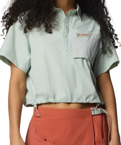 Cove Beach Woven Cropped Short Sleeve Shirt - Women's