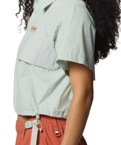 Cove Beach Woven Cropped Short Sleeve Shirt - Women's