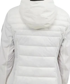 Cressy Mixed-Media Channel Quilted Stretch Puffer Jacket with Fixed Hood - Women's