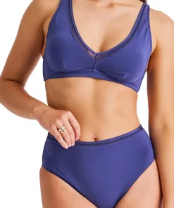 Deep V Mesh Insert Crop Bikini Top - Women's