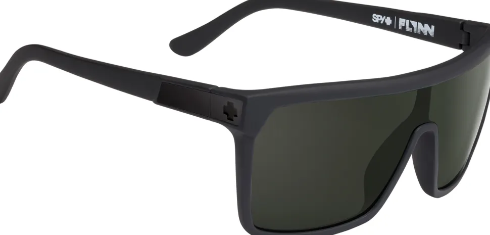 Flynn Sunglasses - Soft Matte Black Frame - Happy Gray Green Lens