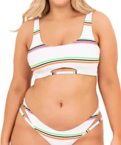 Hailey Pinstripe Double Layer Bikini Bottom - Women's