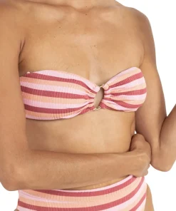 Ibiza Stripe Rib Bandeau Swim Top - Women's