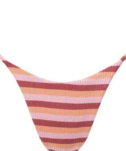 Ibiza Stripe Rib Tie-Side High-Cut Bikini Bottom - Women's