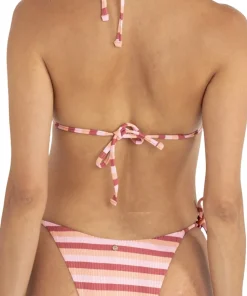 Ibiza Stripe Rib Tie-Side High-Cut Bikini Bottom - Women's