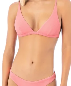 Ivy Coral Salmon Fixed Triangle Bikini Top - Women's