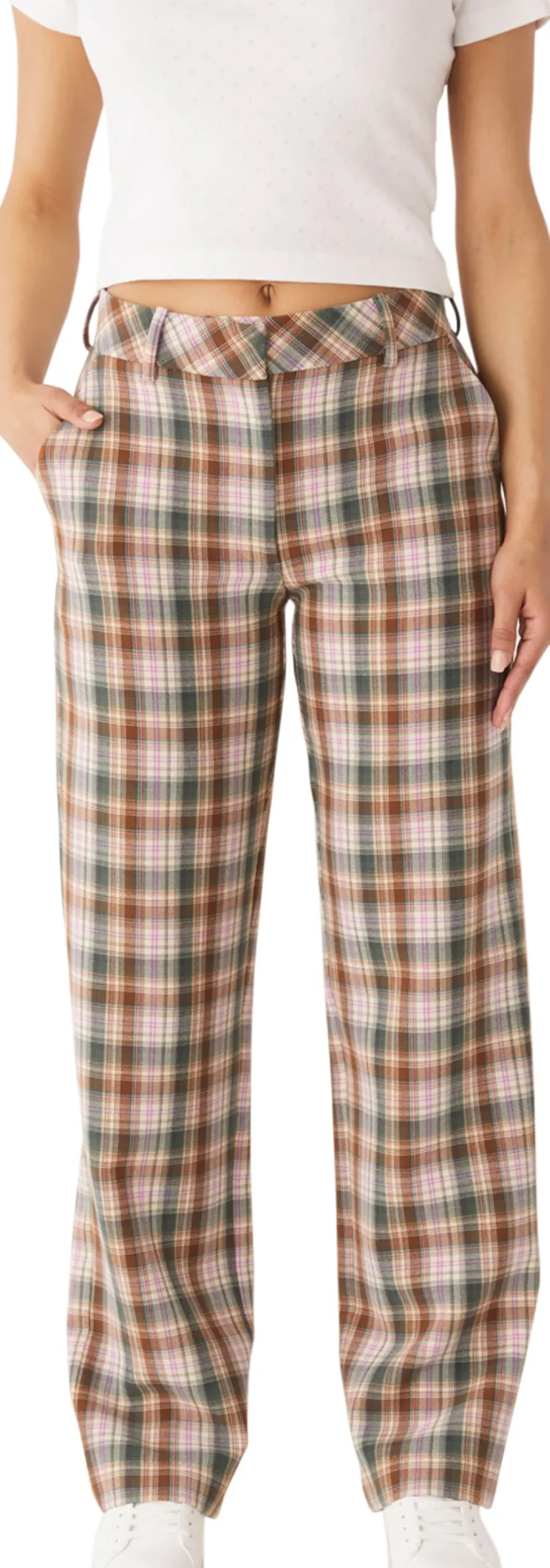 Jane Double Weave Plaid Straight Leg Pant - Women's