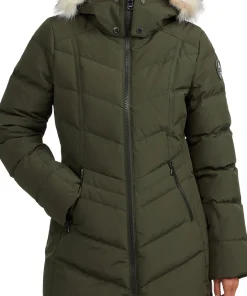January Down Chevron Puffer Jacket with Detachable Hood Fur - Women's