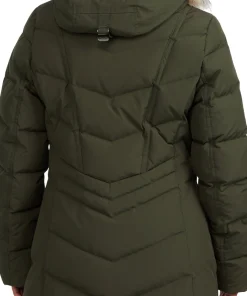 January Down Chevron Puffer Jacket with Detachable Hood Fur - Women's