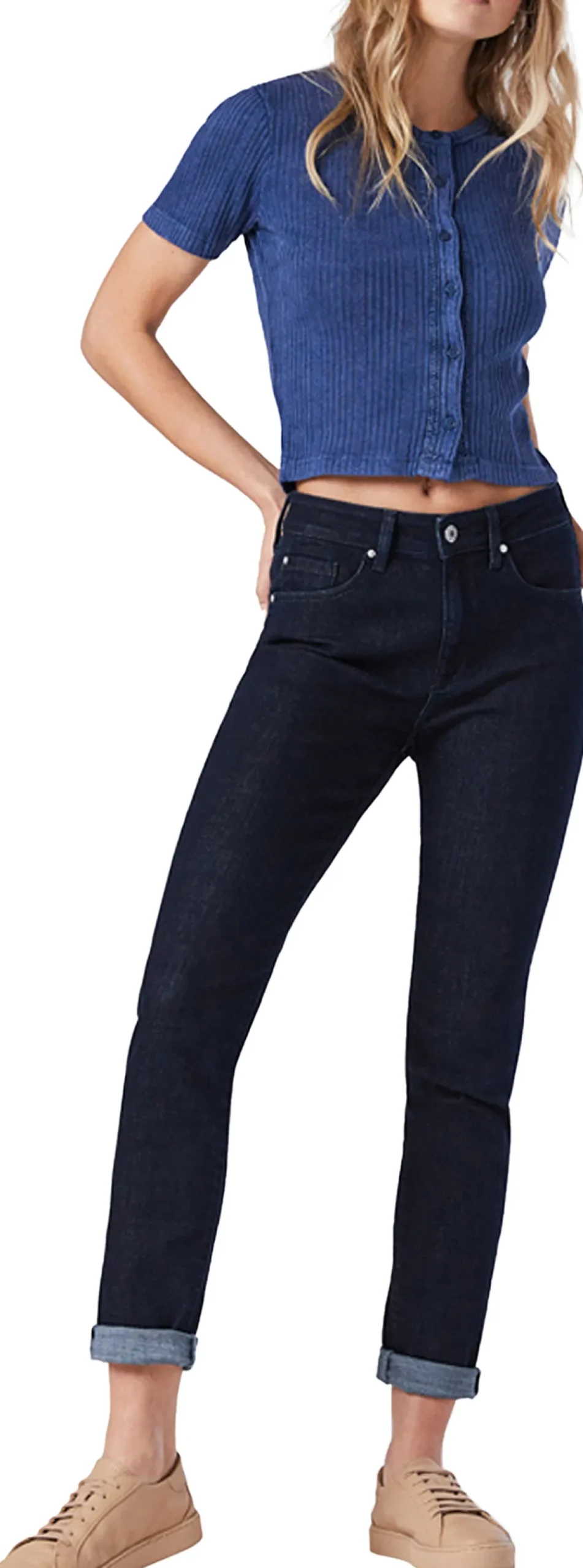 Kathleen Solid Rinse Feather Blue Denim Jeans - Women's