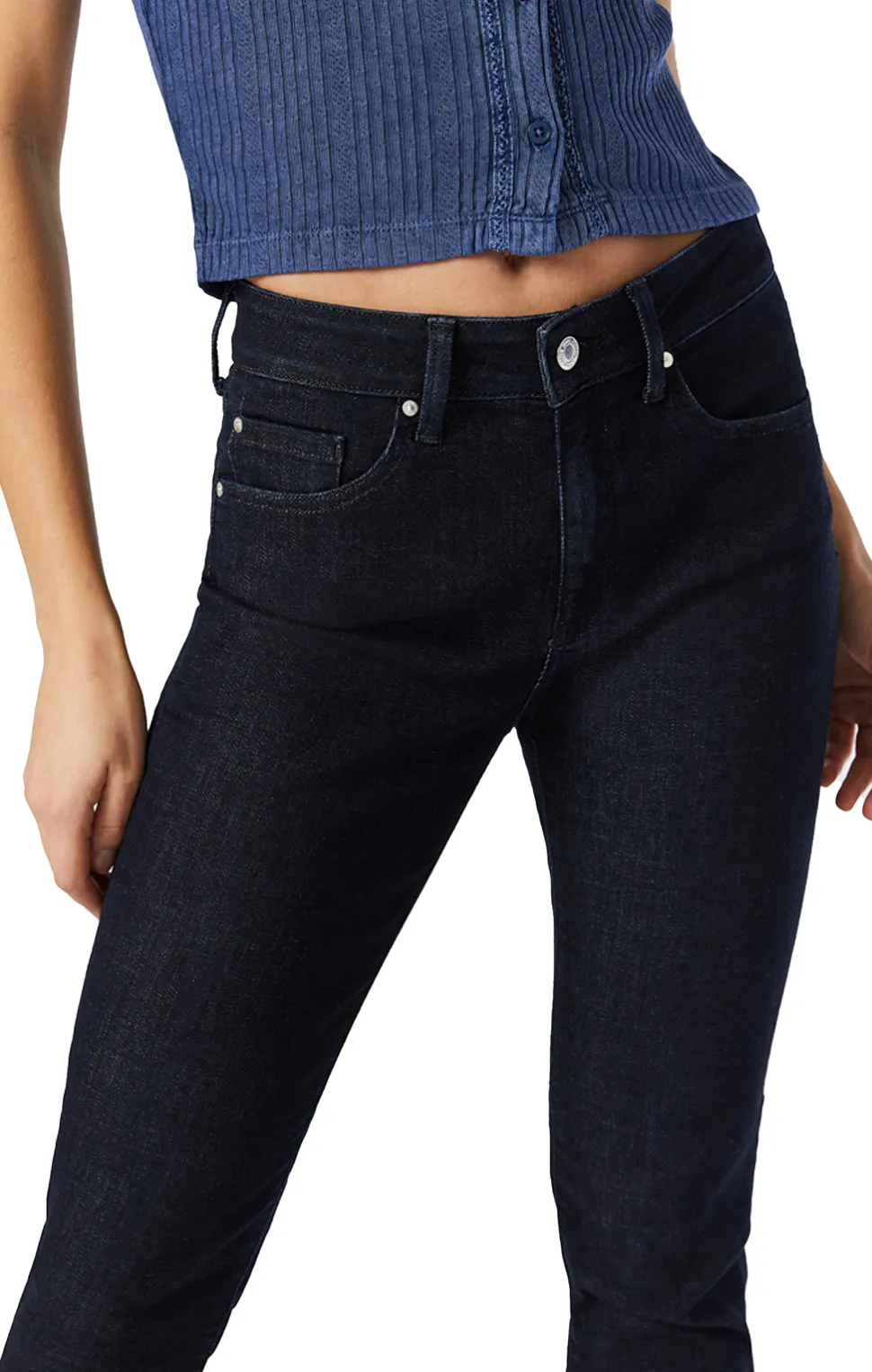 Kathleen Solid Rinse Feather Blue Denim Jeans - Women's