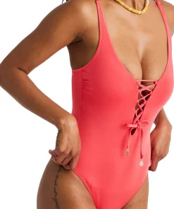 Lace-Up One-Piece Swimsuit - Women's
