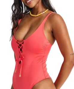 Lace-Up One-Piece Swimsuit - Women's
