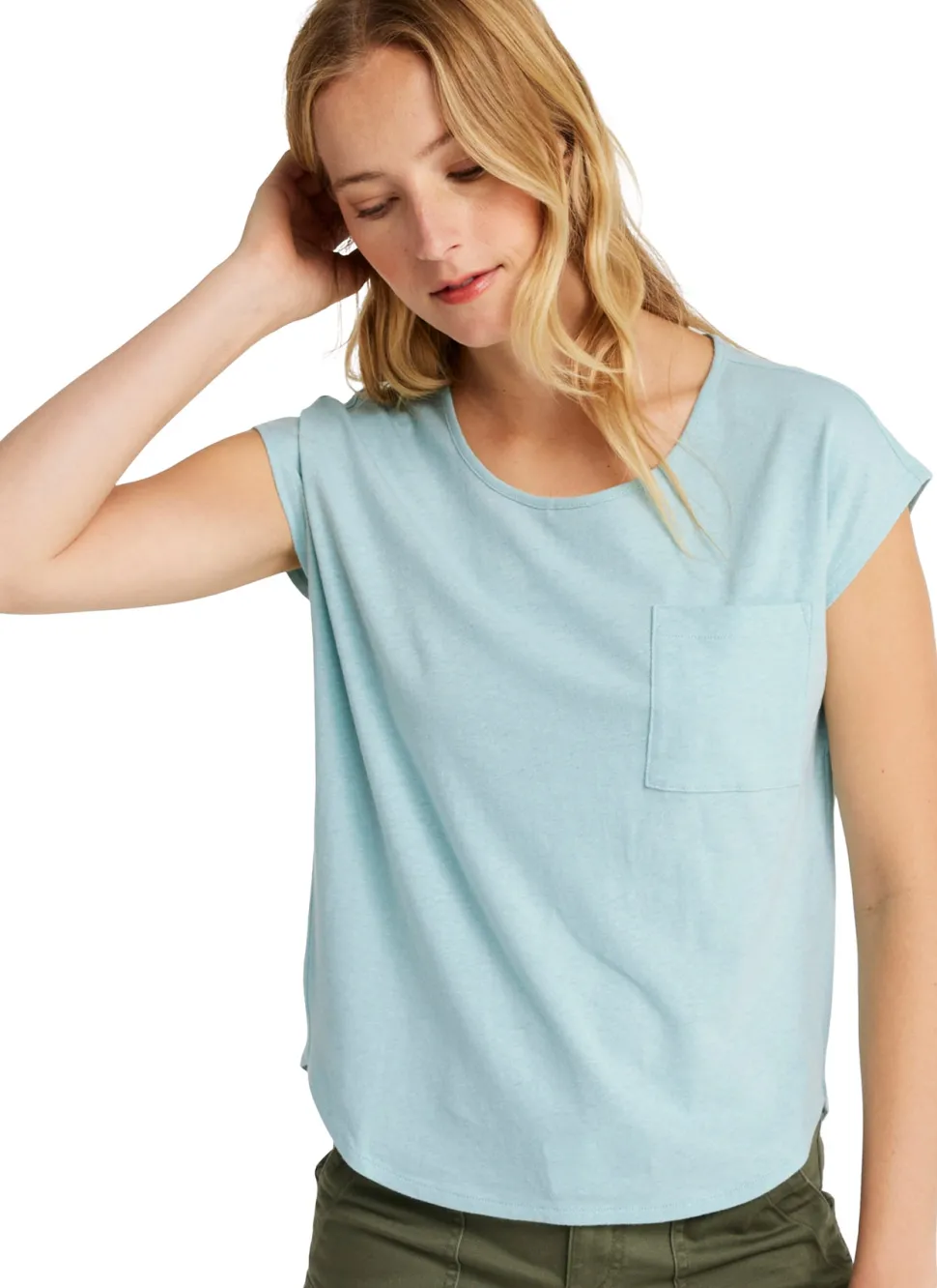 Lakeside Linen/Cotton Short Sleeve Scoopneck T-Shirt - Women's