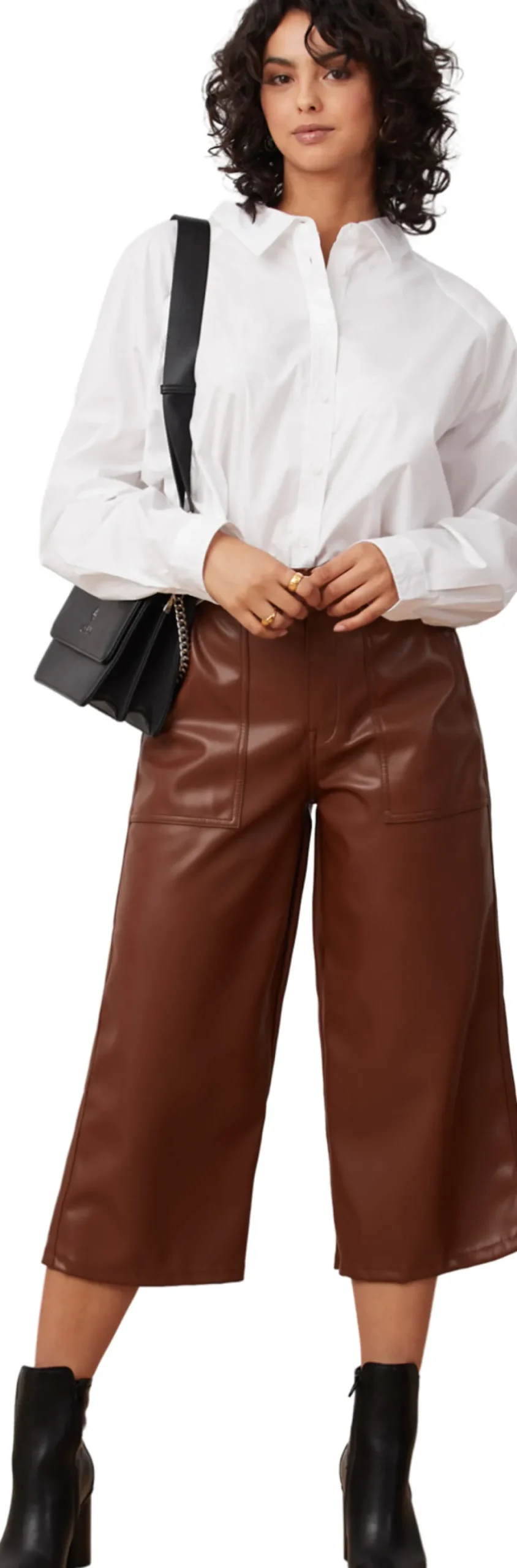 Lily High Rise Wide Leg Vegan Leather Pant - Women's