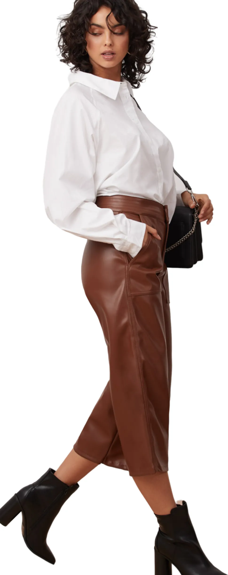 Lily High Rise Wide Leg Vegan Leather Pant - Women's