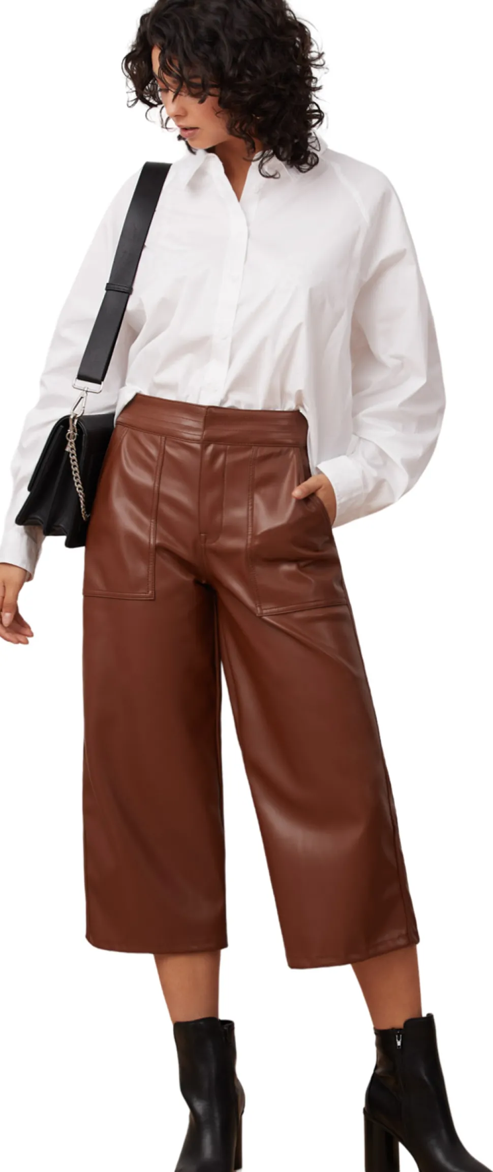 Lily High Rise Wide Leg Vegan Leather Pant - Women's