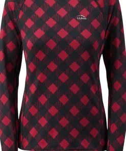 L.L.Bean Midweight Printed Long Sleeve Crew Neck Base Layer Top - Women's