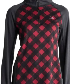 L.L.Bean Midweight Printed 1/4 Zip Base Layer Top - Women's