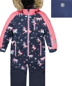 Navy Flower Print Play One-Piece Snowsuit - Little Girl