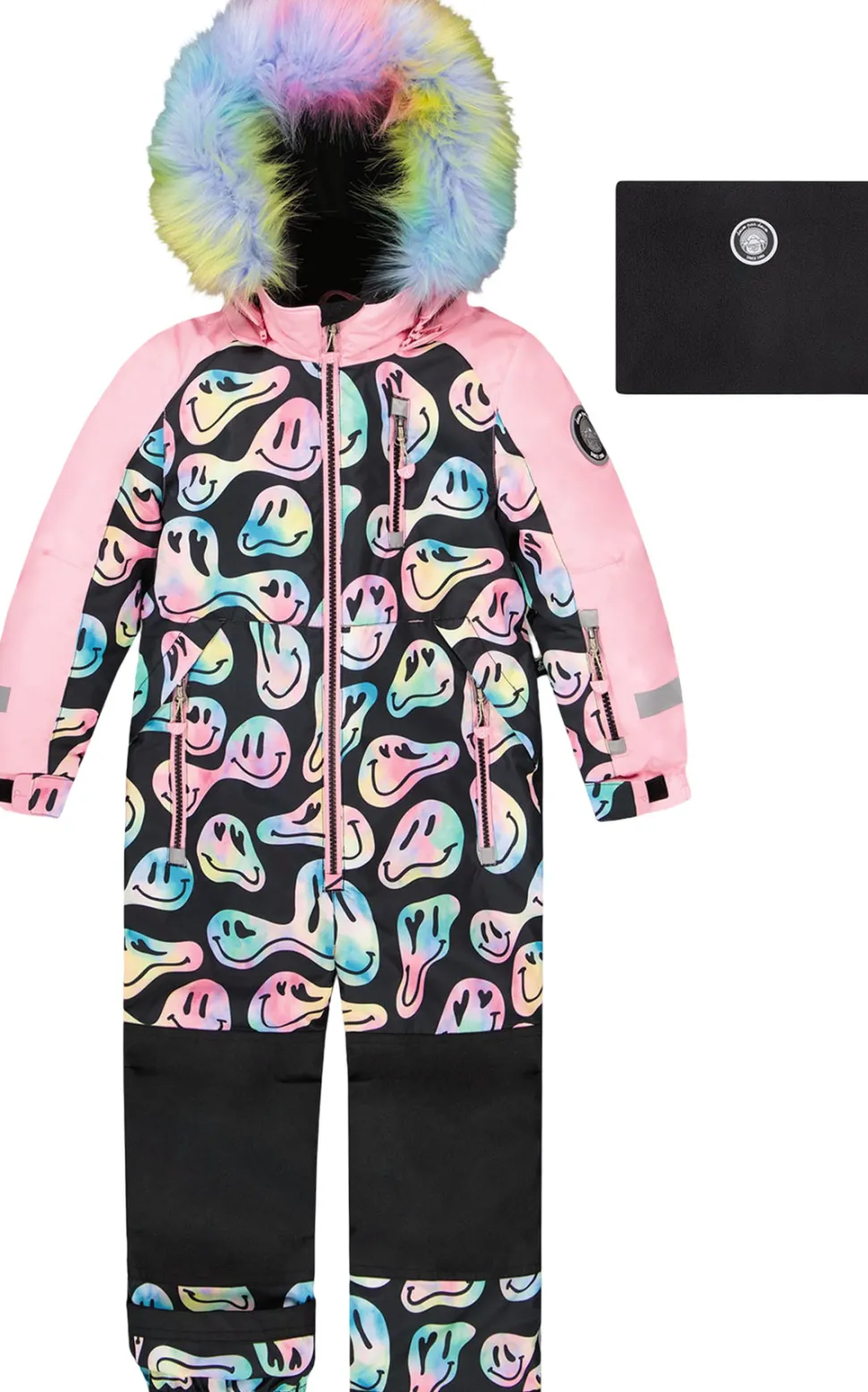 Navy Flower Print Play One-Piece Snowsuit - Little Girl