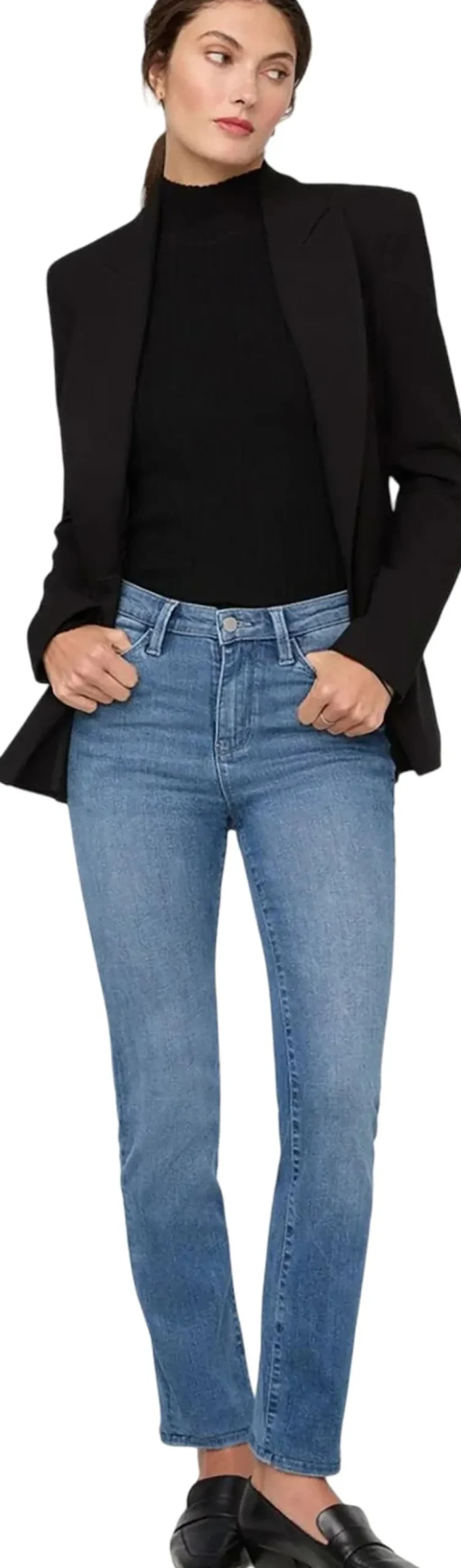 No Sweat Denim High Rise Slim Straight Jeans - Women's