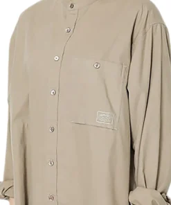 Organic Cotton Poplin Stand-Collar Shirt - Men's