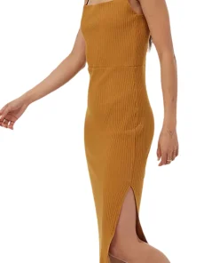 Rib Square Neck Dress - Women's