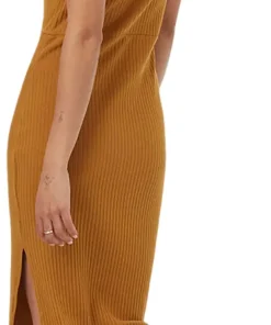 Rib Square Neck Dress - Women's