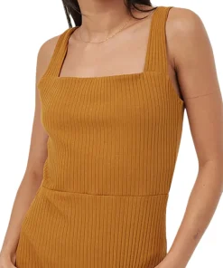 Rib Square Neck Dress - Women's