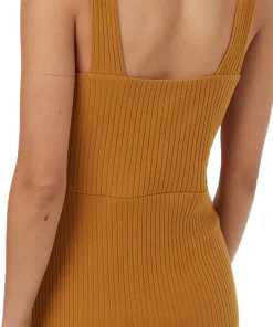 Rib Square Neck Dress - Women's