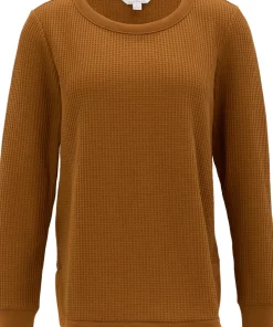 Signature Brushed-Back Waffle Boat Neck Sweatshirt - Women's