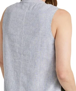 Signature Linen-Blend Button-Front Sleeveless Shirt - Women's